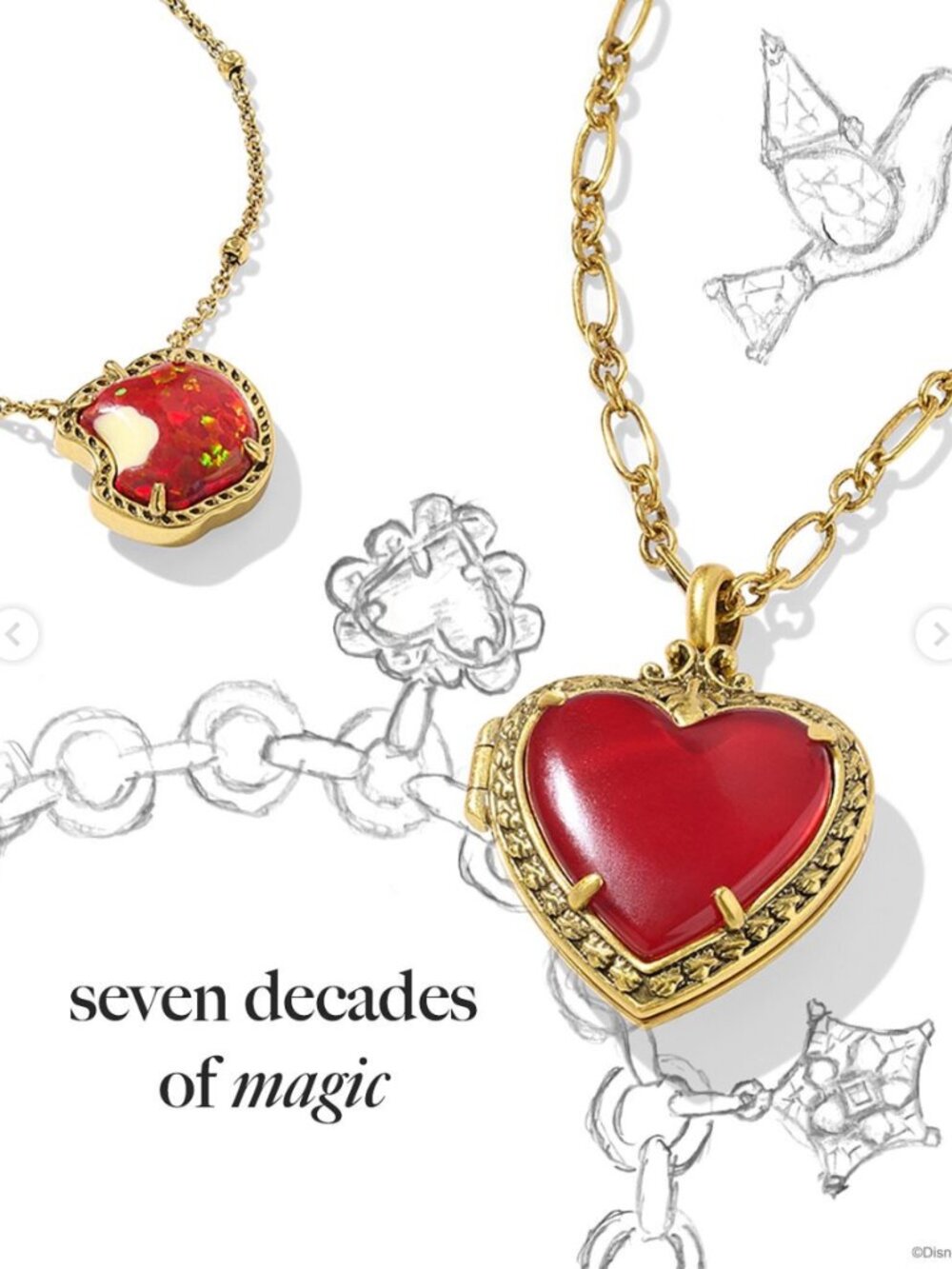 NEW!! Kendra Scott Gold-Tone Disney Snow White Locket Pendant Necklace - Picture 2 of 7